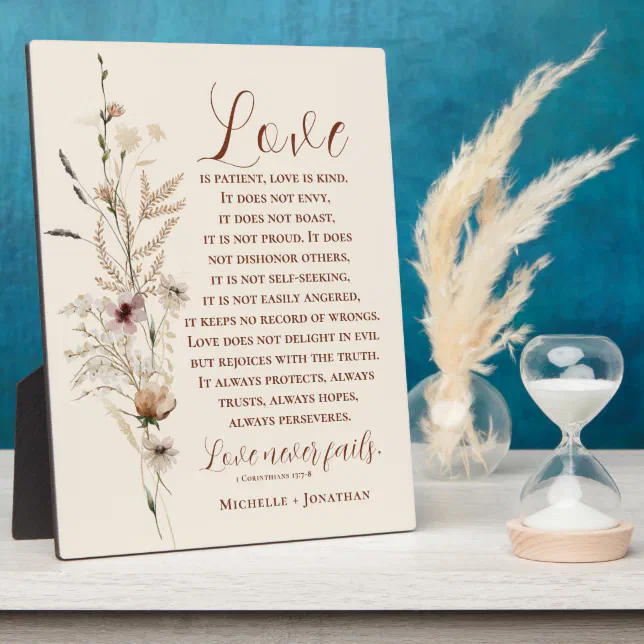 1 Corinthians 13 Love is Patient Bible Wedding Plaque | Zazzle