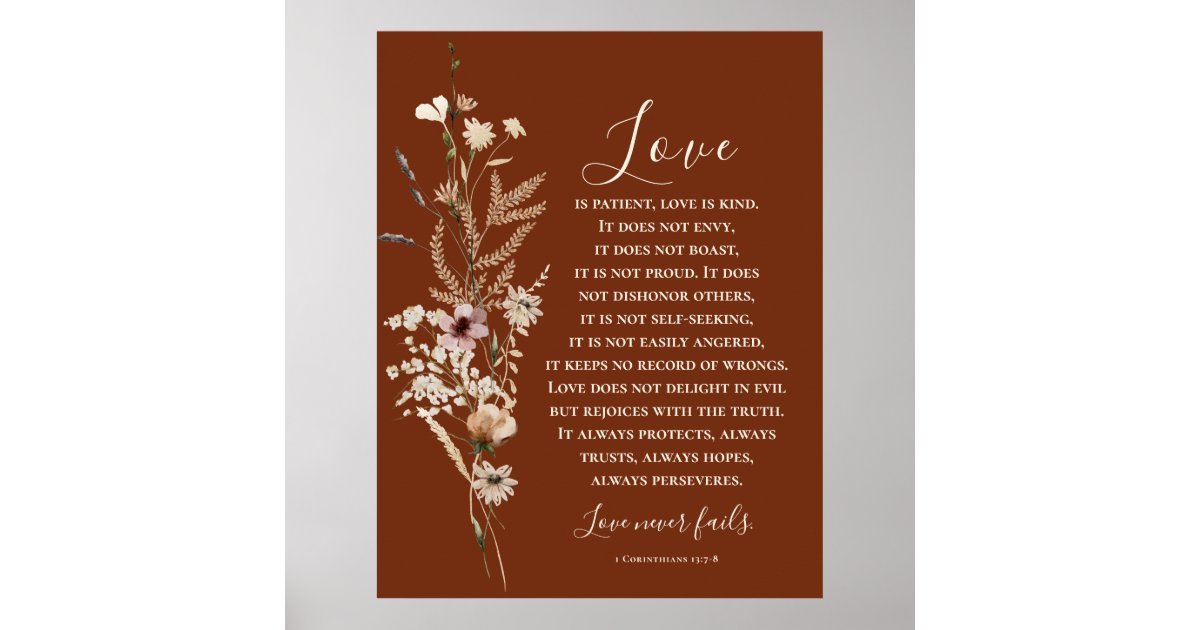 1 Corinthians 13 Love is Patient Bible Wedding Poster | Zazzle