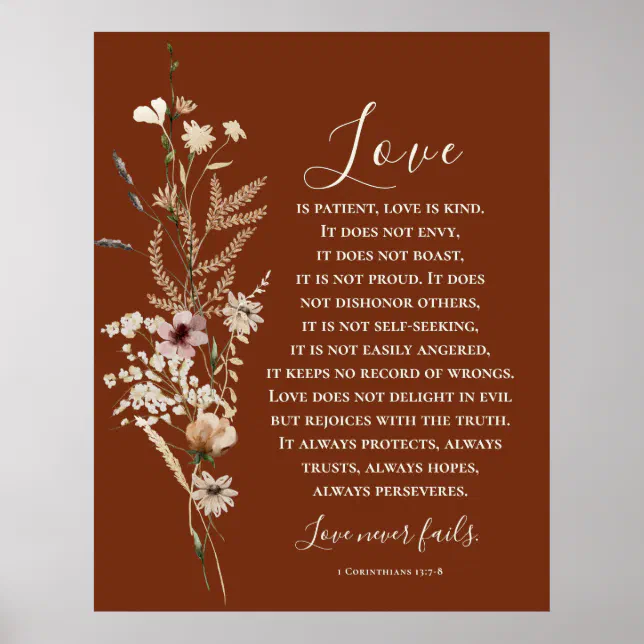 1 Corinthians 13 Love is Patient Bible Wedding Poster | Zazzle