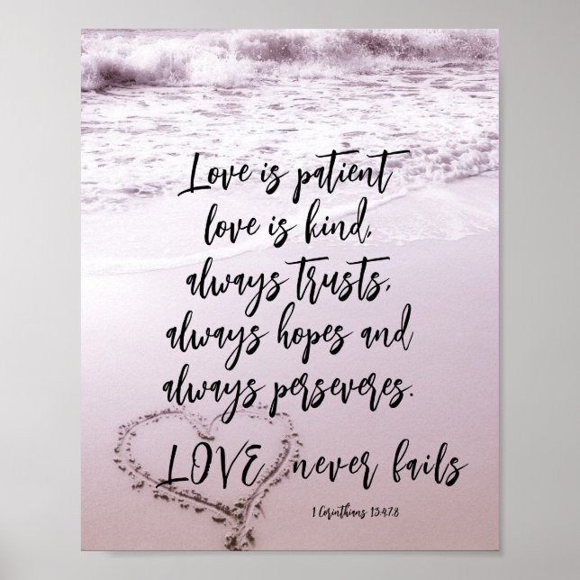 1 Corinthians 13 Love is Patient Ocean Beach Poster (Front)