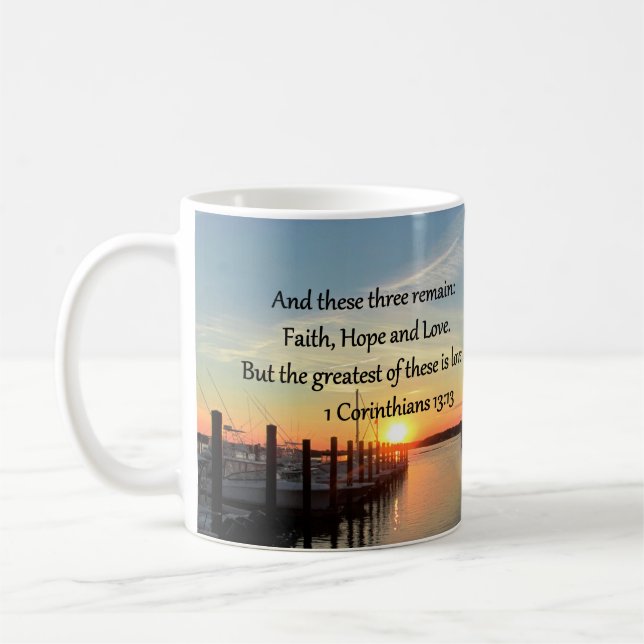 1 CORINTHIANS 13 SUNSET DESIGN COFFEE MUG (Left)