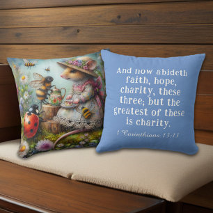 1 Corinthians 13 Whimsical Nature Scene Christian  Throw Pillow