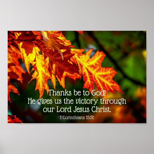 1 Corinthians 1557 Thanks be to God Autumn Poster
