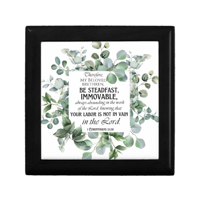 1 Corinthians 15:58 Inspirational Verse Eucalyptus Gift Box (Front)