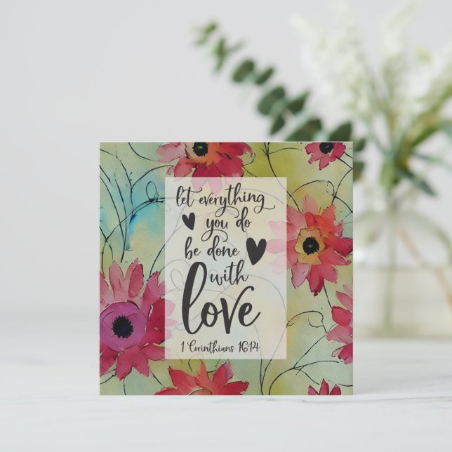 1 Corinthians 16 14 Everything in Love Bible Card (Standing Front)