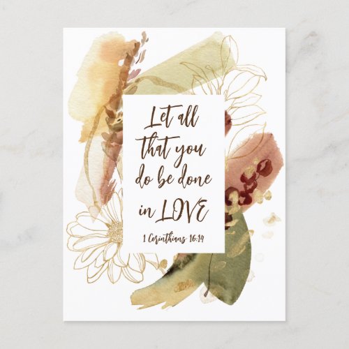 1 Corinthians 1614 Let all you do be done in Love Postcard