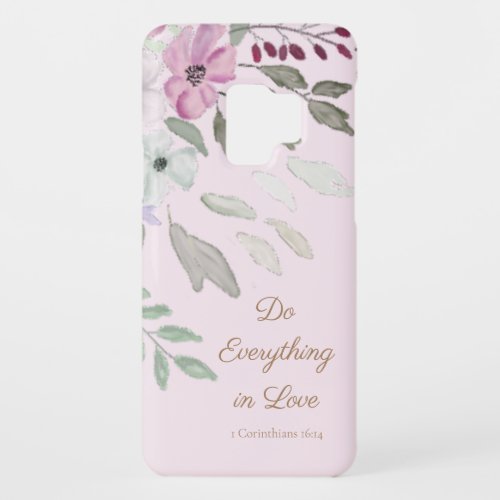 1 Corinthians 1614 Simple Pink Watercolor Floral Case_Mate Samsung Galaxy S9 Case