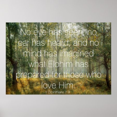 1 Corinthians 2:9 Bible Verse Forest Scene Photo Poster