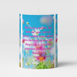 1 Corinthians 2:9 KJV Bible Scripture Pic Pillar Candle