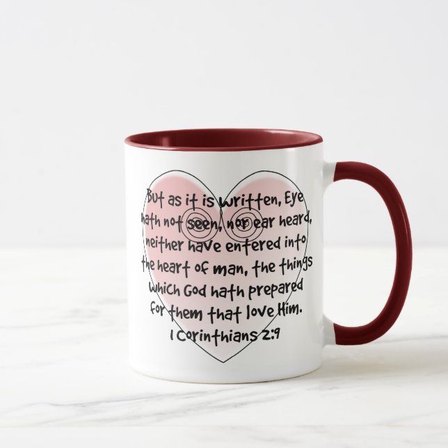 1 Corinthians 2:9 Pink Heart Bible Verse Mug (Right)