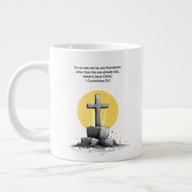 1 Corinthians 3:11 Bible Verse Christian Mug (Left)