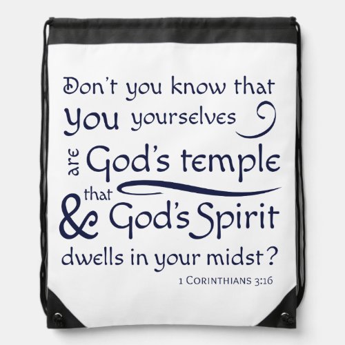 1 Corinthians 316 You are Gods temple Drawstring Bag