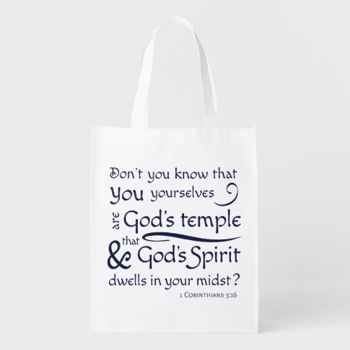 1 Corinthians 316 You are Gods temple Grocery Bag