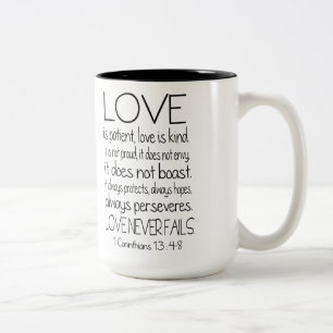 1 Corinthians Bible Verse Quote Love Two-Tone Coffee Mug