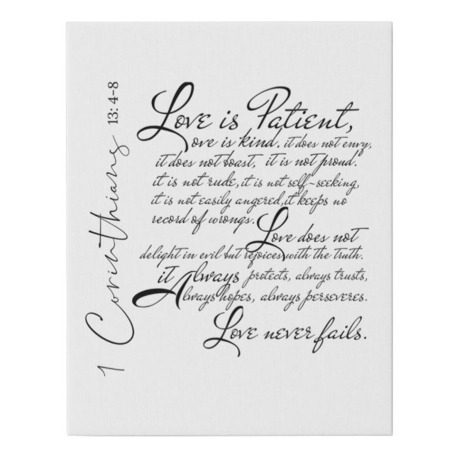 1 Corinthians Love Is Patient Scripture Canvas (Front)