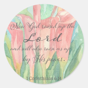 1 Corinthians Pink Calla Lily Flowers Scripture Classic Round Sticker