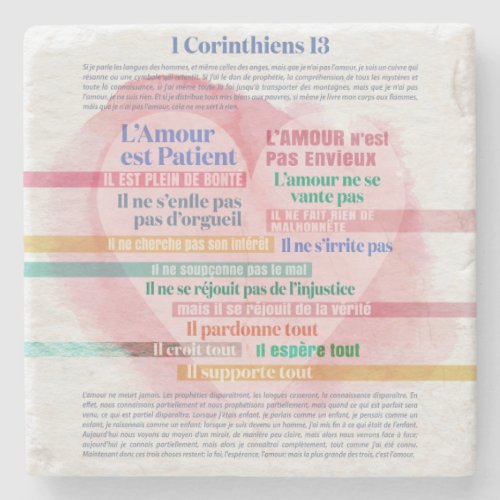 1 Corinthiens 13  Hymne  lAmour Stone Coaster