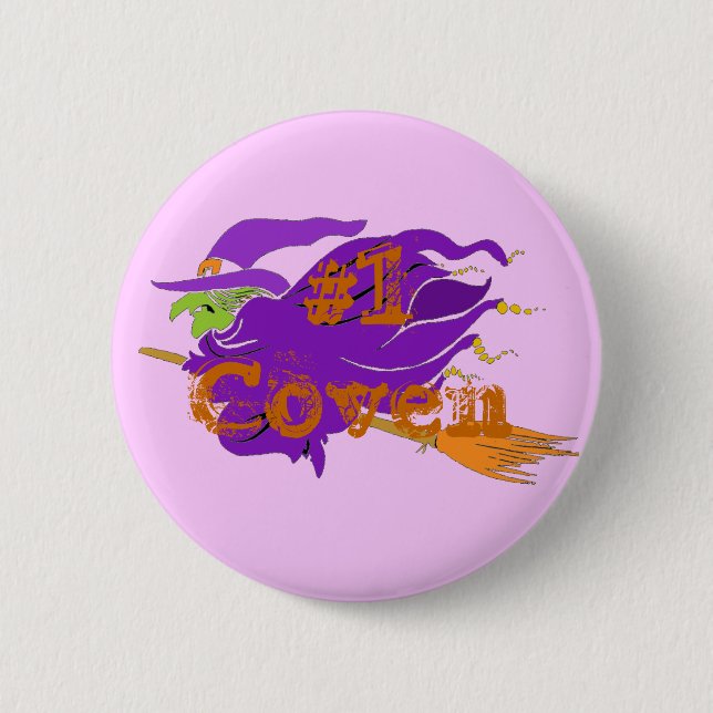 #1 Coven Classic Witch Button. Customize Me! Pinback Button (Front)