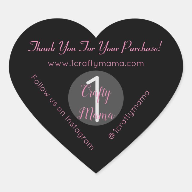 1 Crafty Mama Girly Thank You Heart Sticker (Front)