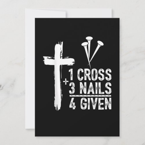 1 Cross 3 Nails Forgiven Jesus Christian Easter Gi Holiday Card