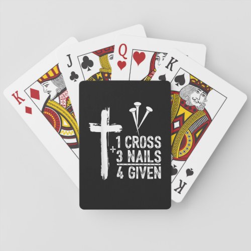 1 Cross 3 Nails Forgiven Jesus Christian Easter Gi Poker Cards