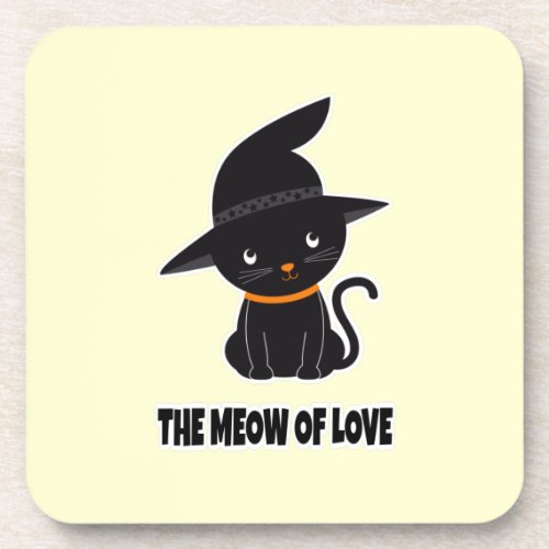 1cute beautiful black cat meow of love   beverage coaster
