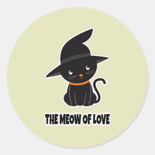 1cute beautiful black cat meow of love   classic round sticker