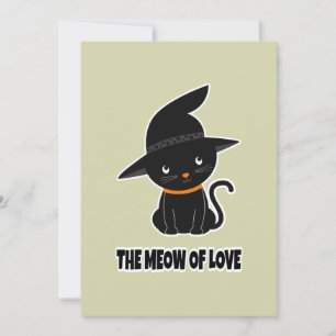 1.cute beautiful black cat meow of love holiday card