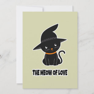 1.cute beautiful black cat meow of love   holiday card