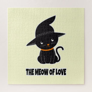 1.cute beautiful black cat meow of love   jigsaw puzzle