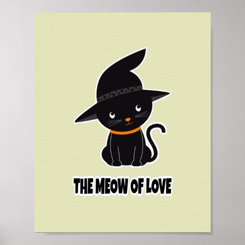 1cute beautiful black cat meow of love   poster