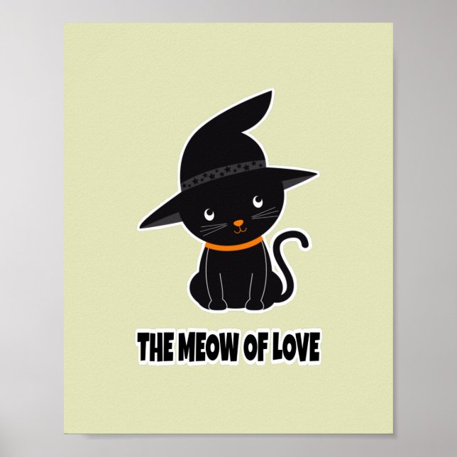 1.cute beautiful black cat meow of love   poster (Front)