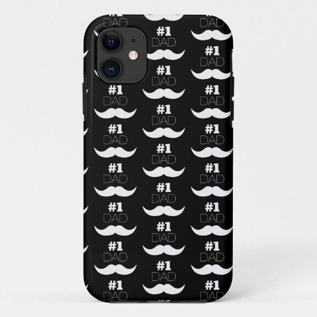#1 Dad Black and White Mustache - Number One Case-Mate iPhone Case (Back)