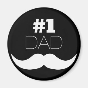 #1 Dad Black and White Mustache - Number One Magnet