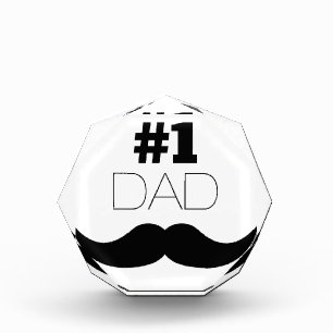 #1 Dad Black Mustache - Number One Acrylic Award