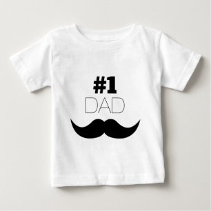 #1 Dad Black Mustache - Number One Baby T-Shirt