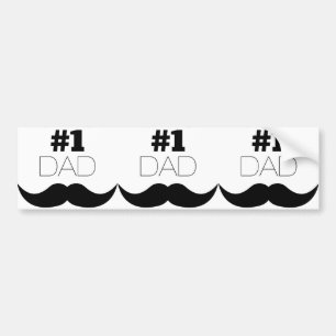 #1 Dad Black Mustache - Number One Bumper Sticker