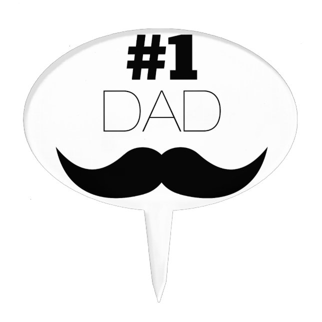 #1 Dad Black Mustache - Number One Cake Topper (Front)