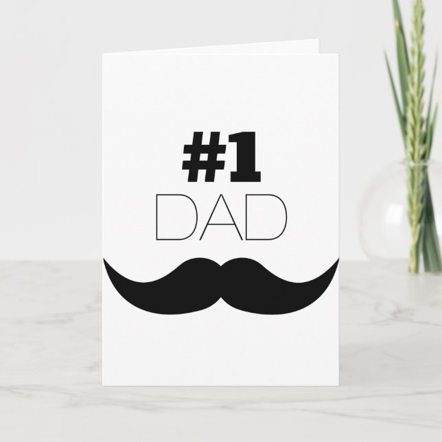 #1 Dad Black Mustache - Number One Card (Front)