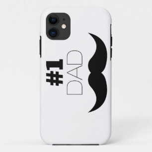 #1 Dad Black Mustache - Number One iPhone 11 Case