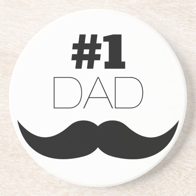 #1 Dad Black Mustache - Number One Coaster (Front)