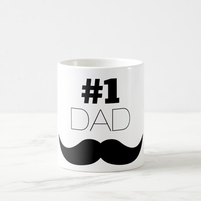 #1 Dad Black Mustache - Number One Coffee Mug (Center)