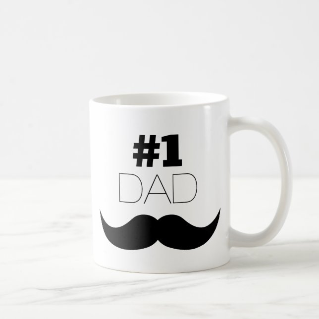 #1 Dad Black Mustache - Number One Coffee Mug (Right)
