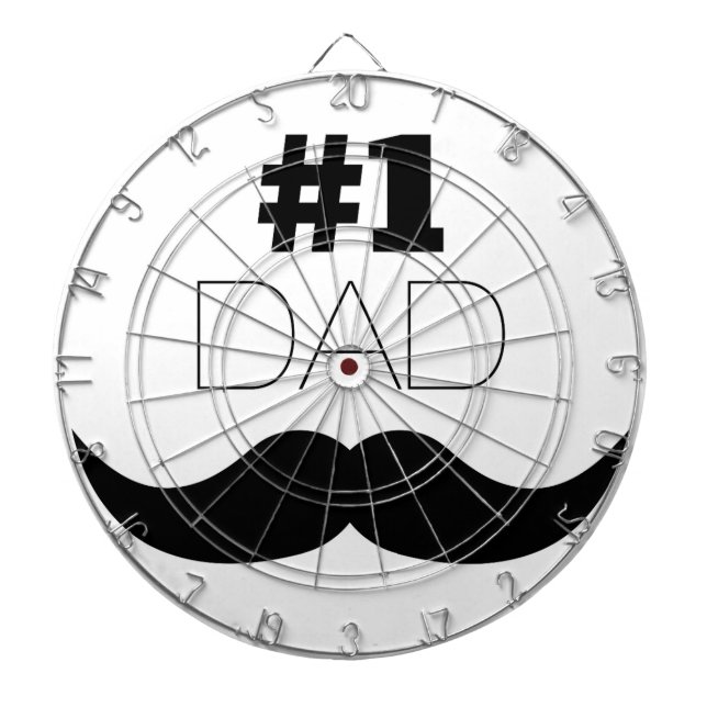 #1 Dad Black Mustache - Number One Dartboard (Front)