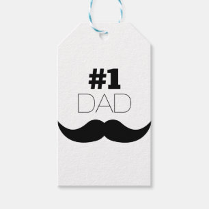 #1 Dad Black Mustache - Number One Gift Tags