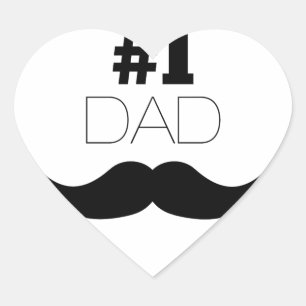 #1 Dad Black Mustache - Number One Heart Sticker