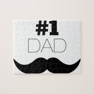 #1 Dad Black Mustache - Number One Jigsaw Puzzle
