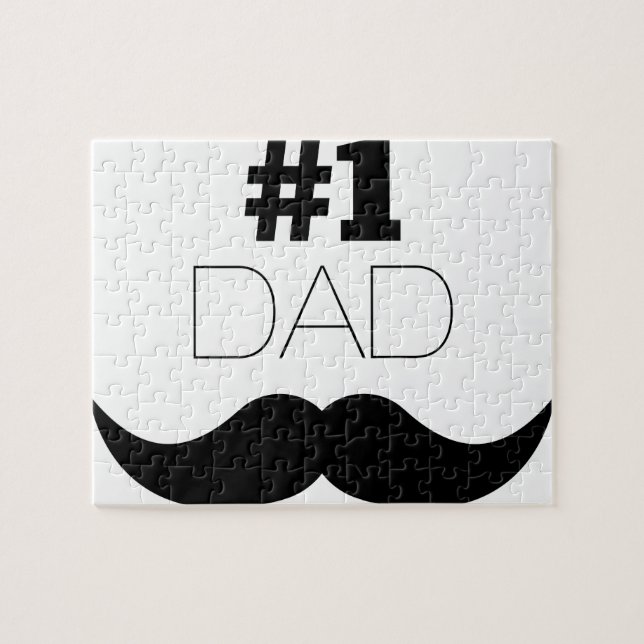 #1 Dad Black Mustache - Number One Jigsaw Puzzle (Horizontal)