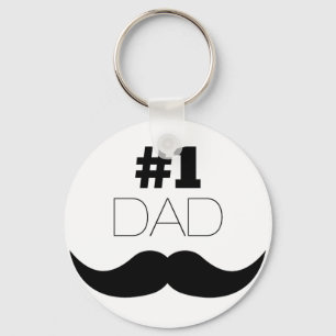 #1 Dad Black Mustache - Number One Keychain