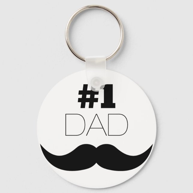 #1 Dad Black Mustache - Number One Keychain (Front)